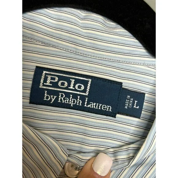 POLO by Ralph Lauren LS Button-Up Shirt Men's Large Striped Classic - Picture 6 of 11